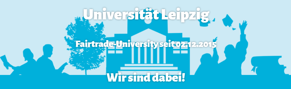 Man sieht einen Informationsbeitrag der erklärt, dass die Uni Leipzig seit 2015 FairTrade Uni ist